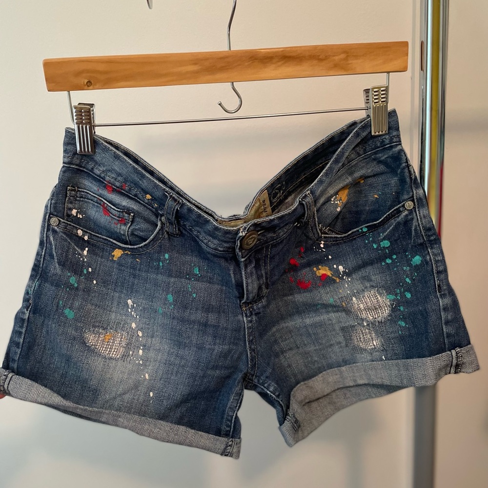 American Rag Paint Splattered Denim Shorts